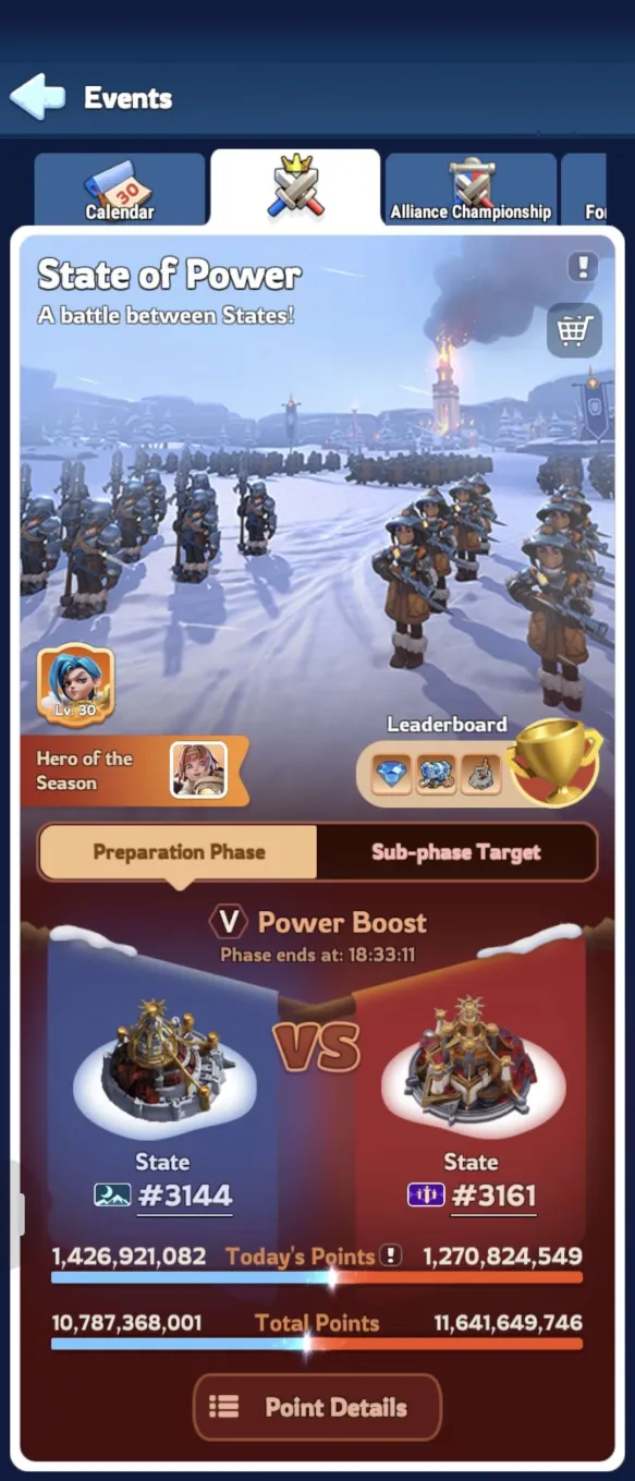 Power Boost stage: 3144 at 10,787,368,001 total vs 3161 at 11,641,649,746